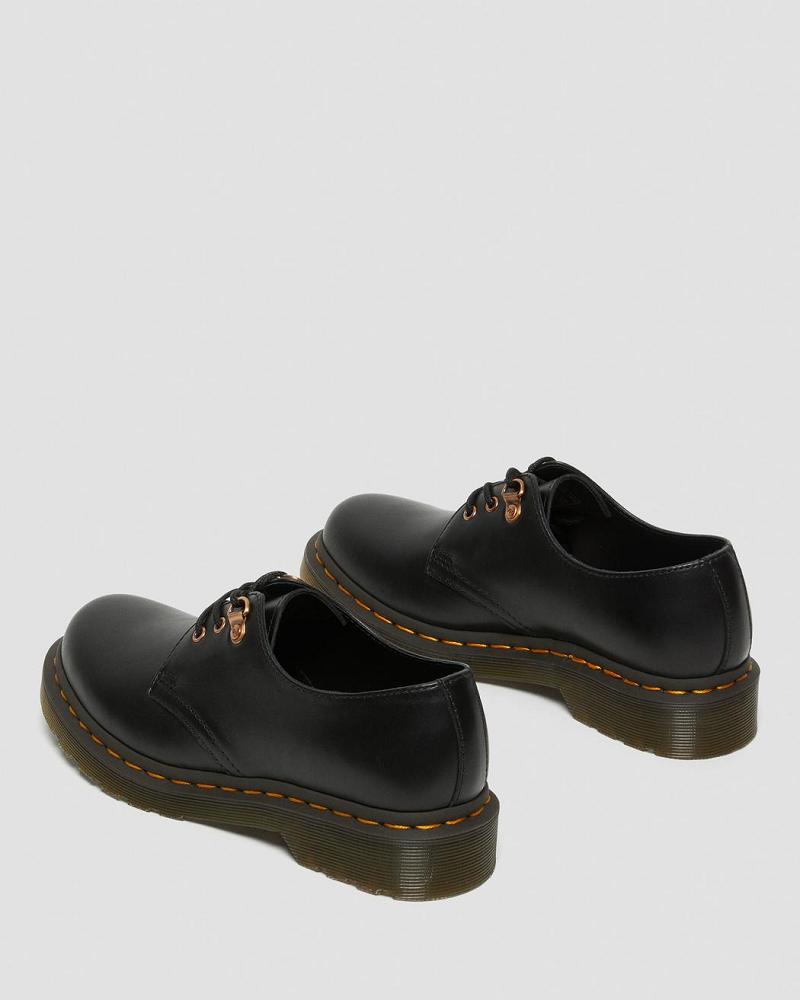 Women's Dr Martens 1461 Rose Gold Hardware Leather Oxfords Shoes Black | AU 367PJJ